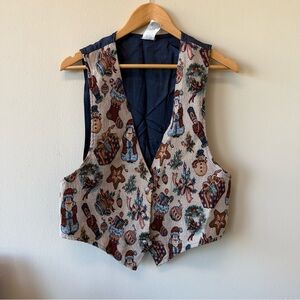Vintage Christmas Multicolor Tapestry Vest